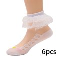 thumbnail image 2 of LYMAYTER 1-12Y 6 Pack Toddler Dress Socks Ruffle Solid Color Ankle Socks Girls Baby Summer Mesh Sock, 2 of 7