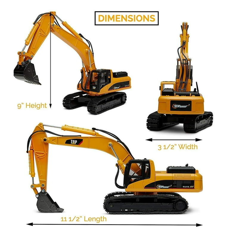 Top Race Metal Sandbox Excavator Toy - Diecast Construction