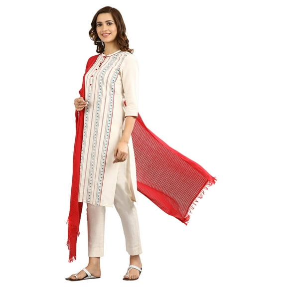 Band Collar Straight Kurta - Natural-Large