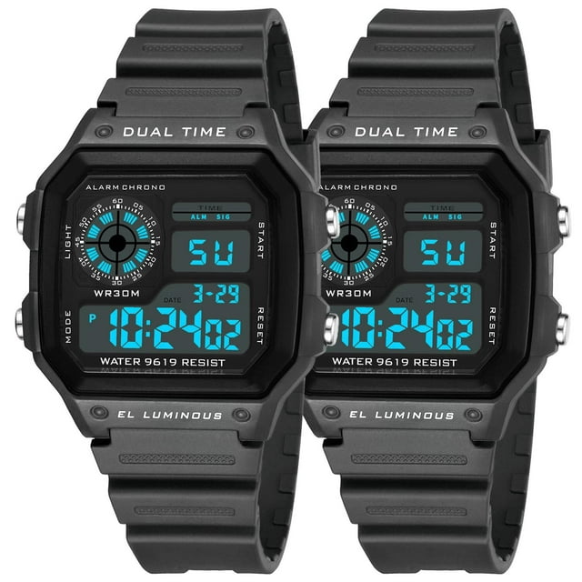 Reloj deportivo con luz LuminoxGrey 2Pzas Longitud 27cm Ancho 4cm Grosor 2cm Digital Luz Gris Oscuro.