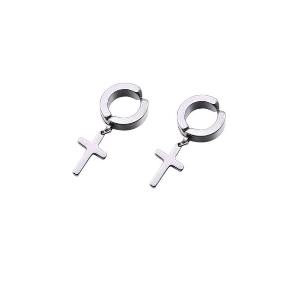 WHAMVOX Ear Cuff Clip On Earrings Without Piercing Unisex Earring Cuff No Pierced Earings Fashion Jewelry (Steel Color Cross)