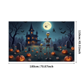 thumbnail image 3 of Spooky Scene Halloween Banner Gothic Theme Pumpkin Lantern Skeleton Design Cemetery Setting for Halloween Party Event Decor, 3 of 5