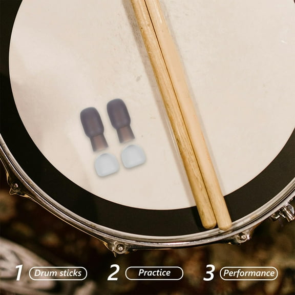 LULULION drum replacement parts Drumstick Practice Tips Silicone Grey for Drumsticks 4pcs