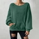 thumbnail image 1 of HongQid Women's Long Sleeves Crew Neck Fleece Pullover Sweatshirts with Pocket, 1 of 9