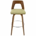 thumbnail image 2 of Trilogy 30" Mid-Century Modern Fixed Height Barstool With Swivel In Walnut And Green Fabric - Set Of 2, 2 of 6