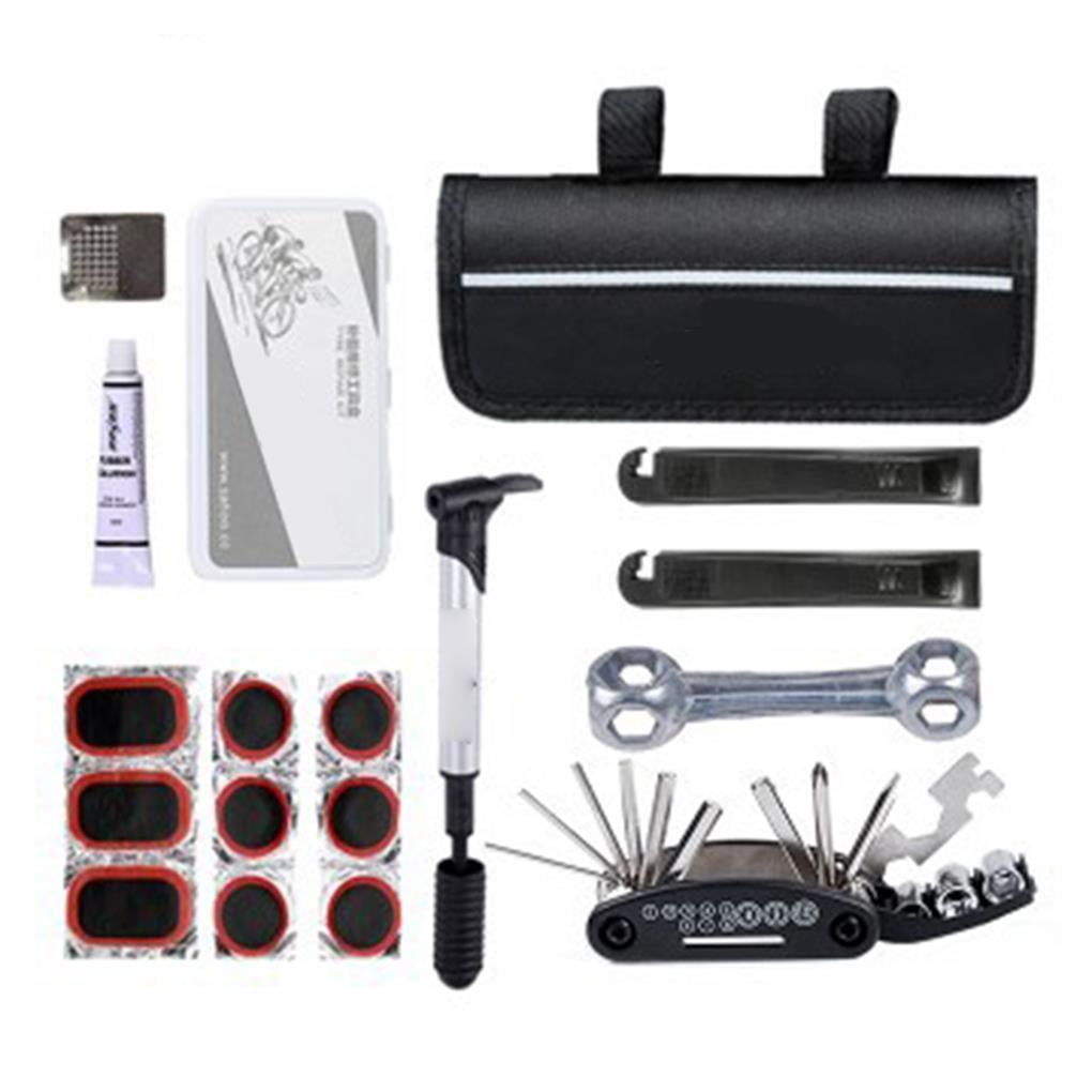 yingyy Repair Tool Set Repair Kit Tool Bag with Mini Pump 16 in 1 Repair Tool Lever for Outdoor Camping Travel