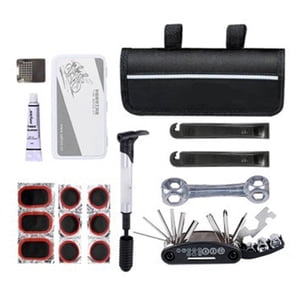 Yingyy Ensemble d'outils de réparation Kit de réparation Sac à outils avec Mini Pompe 16 en 1 Outil de réparation levier pour le camping en plein air Voyage