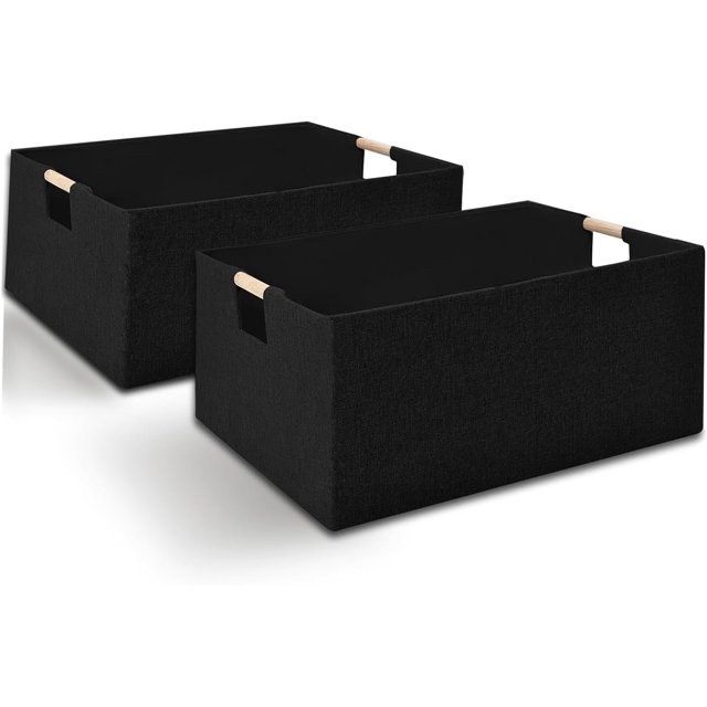 Xianshengle Storage Bins & Fabric Storage Basket for Shelves, Rectangle Closet Baskets Foldable Box with Handles 2 Pack