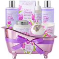 thumbnail image 1 of Cesta de regalo Purlezz Spa para mujer, kit de cuidado personal con aroma a tulipán y orquídea, regalos para el cuerpo y el baño, 1 of 5