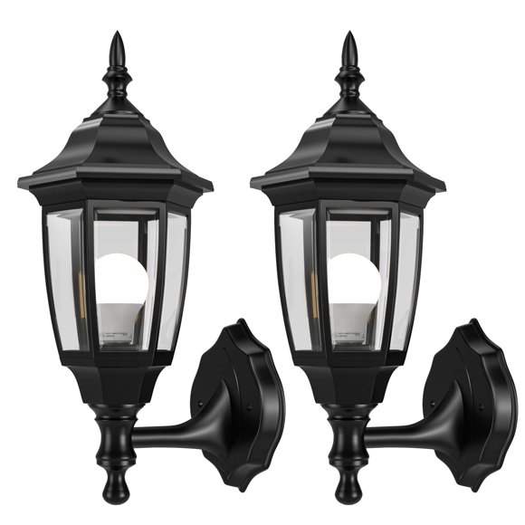 EMART Outdoor Porch Light, Exterior Wall Mount Lantern Fixtures, Anti-Corrosion Waterproof Plastic Material, E26 Socket Lamp for House, Garage, Outside, Backyard, Black,