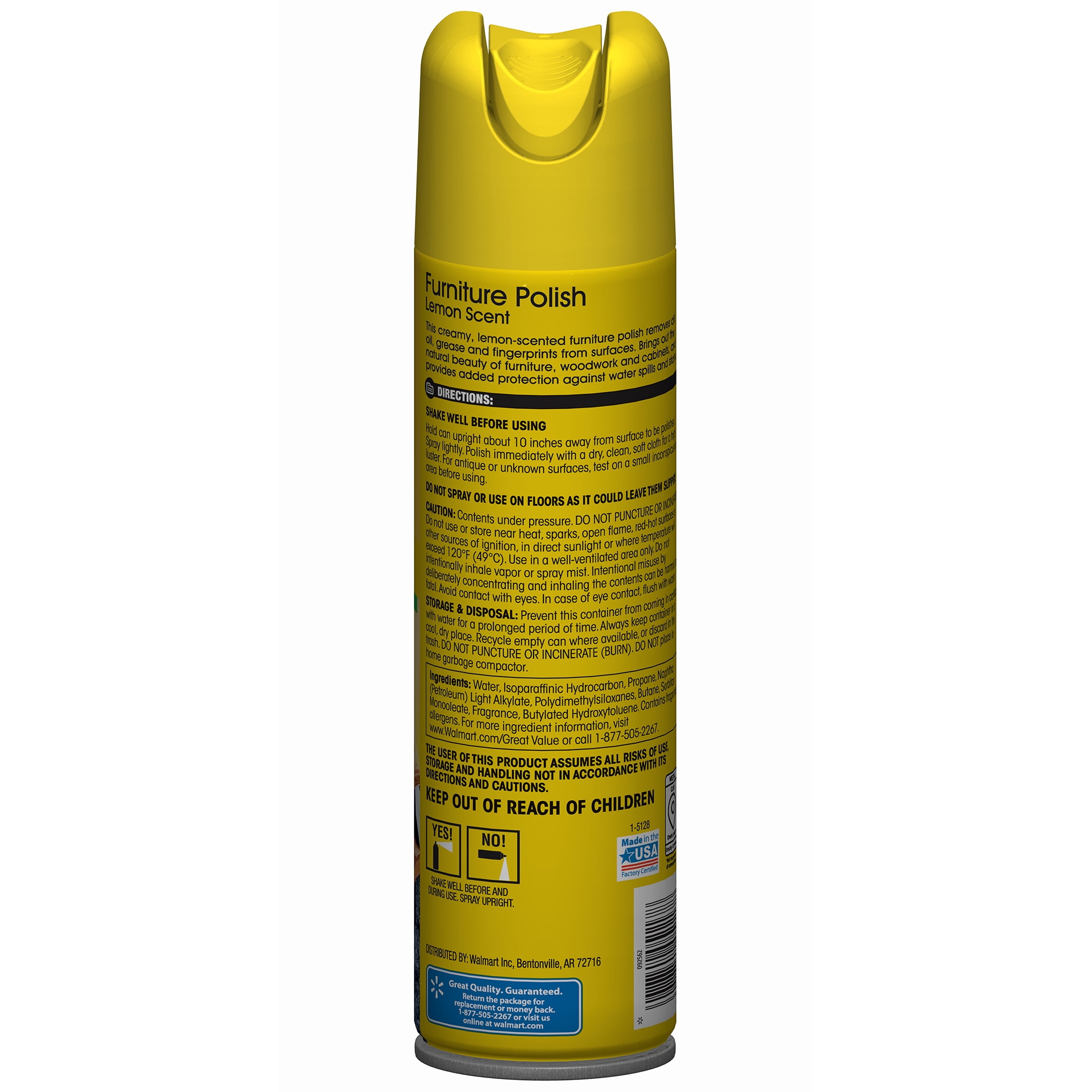 (6 pack) Great Value Furniture Polish, Lemon Scent, 9.7 oz
