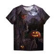 thumbnail image 2 of Virmaxy T-Shirt Décontracté Imprimé Halloween 2024 pour Femmes Col Rond Manches Courtes Multicolore-33 m, 2 of 3