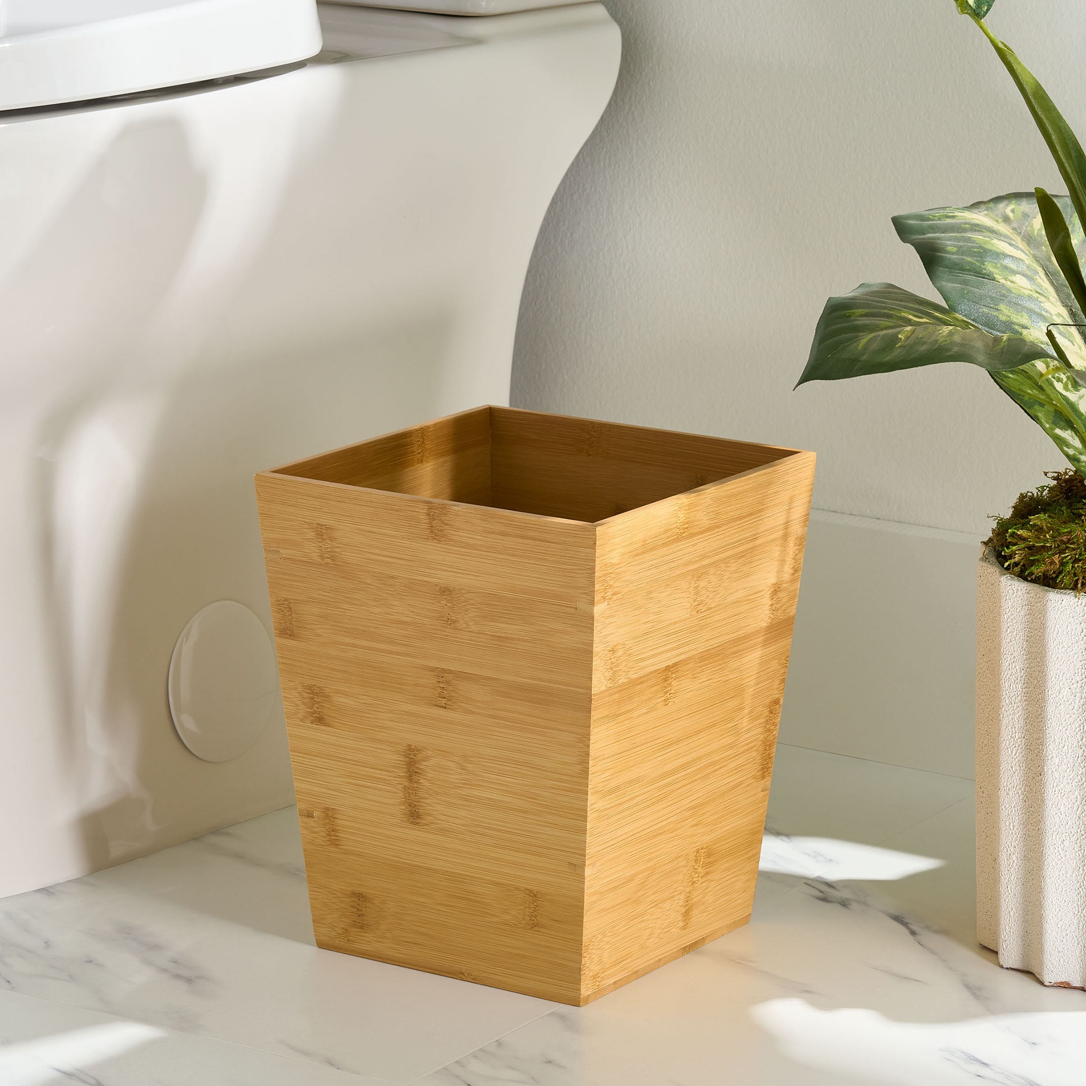(3 pack) Better Homes & Gardens Bamboo Bathroom Trash Can