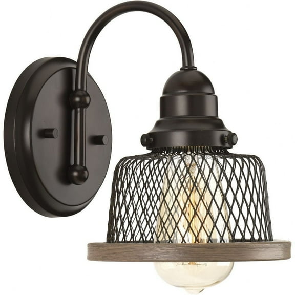 Progress Lighting Tilley Collection Antique Bronze Dimmable Vanity Light with Metal Mesh Shade