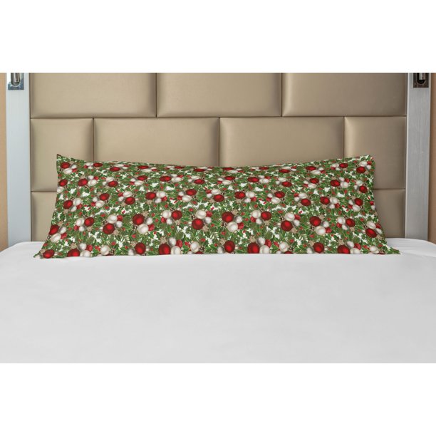 Christmas Body Pillow Case Cover With Zipper Pine Fir Cones Balls And Coniferous Tree Leaves Holly Berry Old Fashioned Decorative Accent Long Pillowcase Red Green Grey By Ambesonne Walmart Com Walmart Com
