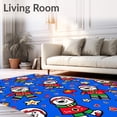 thumbnail image 2 of ODIKA 8'x10' Machine Washable Non-Slip Area Rug, Whimsical Patchwork Santa and Reindeer Motif Tapestry High Traffic Rug with Pad, Blue, 647808, 2 of 8