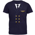 thumbnail image 1 of Halloween Airline Airplane Pilot Navy Adult T-Shirt, 1 of 1
