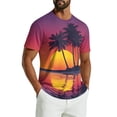 thumbnail image 2 of Domuza Men's Summer Streetwear Causal T Shirts Ombre Tropical Print Crewneck Short Sleeve Tee Shirts Tops Purple M, 2 of 6