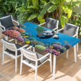 thumbnail image 2 of Funny Diving Panda Table Cloths for 3 Foot Rectangle Tables, Ocean Sea Coastal Coral Fish Marine Life Patio Waterproof Elastic Fitted Tablecloths, Washable Rectangular Table Cover for Camping, 2 of 8