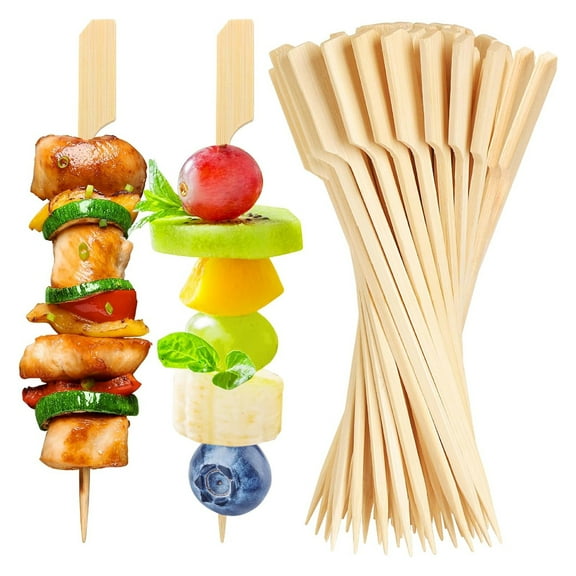 200PCS Bamboo Skewers for Appetizers, 6 Inch Long Cocktail Picks Fancy Toothpicks for Appetizers, Flat Paddle Wooden Skewers Food Sticks for Party Drinks Fruit BBQ, Charcuterie Boards Accessories