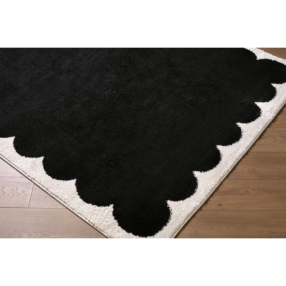 Hauteloom Dameka Living Room, Bedroom Machine Washable Area Rug - Contemporary - High Pile - Cream, Black - 2' x 2'11"
