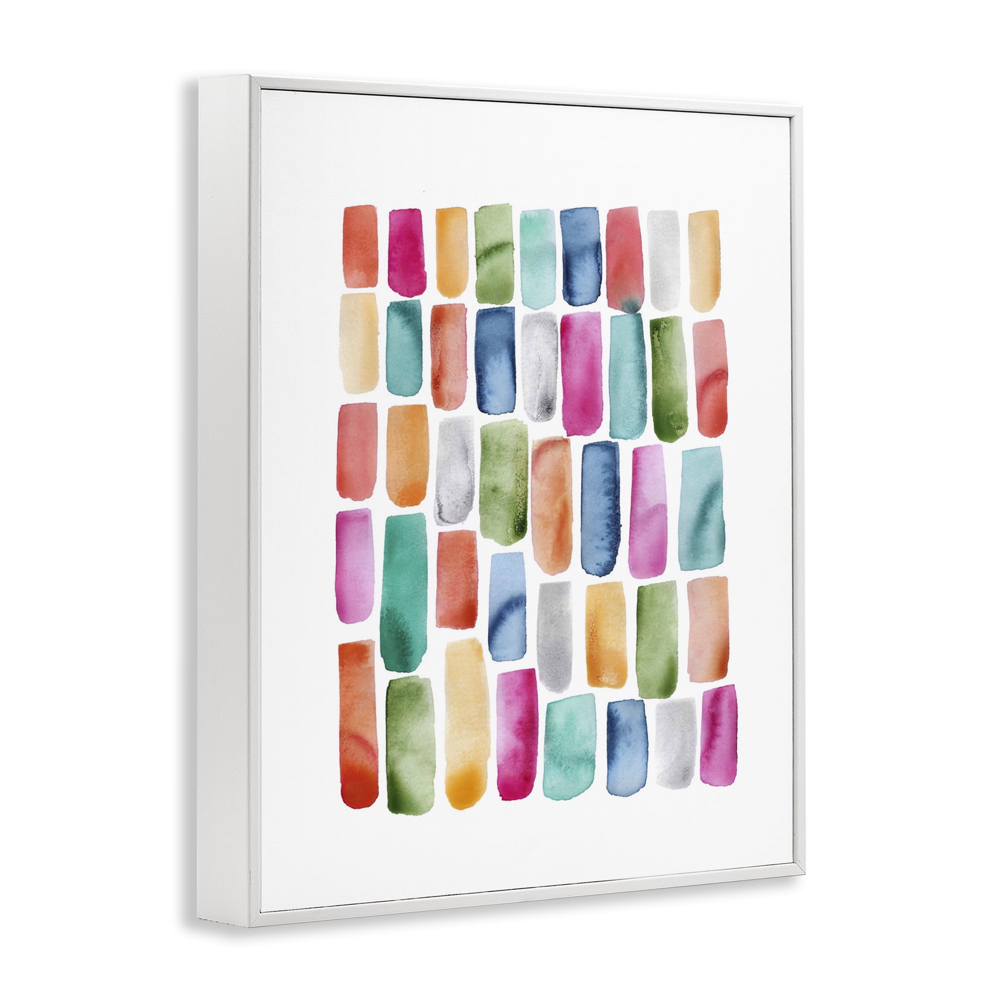Stupell Industries Bright Abstract Brushstrokes Abstract Painting White Framed Art Print Wall Art, 24 x 30