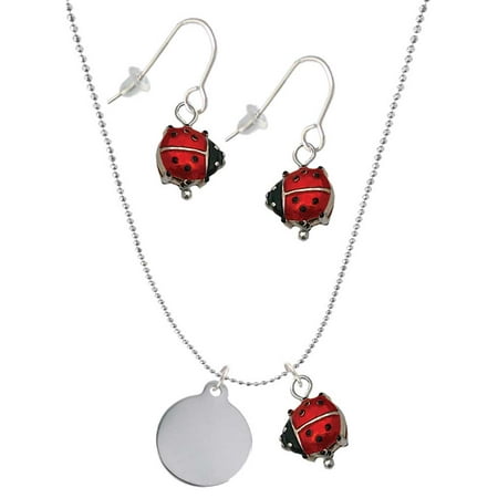 Delight Jewelry Stainless Steel Disc Red Lucky Ladybug Necklace and Dangle Earrings Set Delight Jewelry Stainless Steel Disc Red Lucky Ladybug Necklace and Dangle Earrings Set