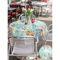 thumbnail image 5 of Outdoor Tablecloth with Umbrella Hole for Patio/Picnic/Party/Camping, Ocean Starfish Seaweed Waterproof Table Cloth Round Cover Washable, Summer Coastal Beach Shell Coral Teal (Dia 60"), 5 of 8