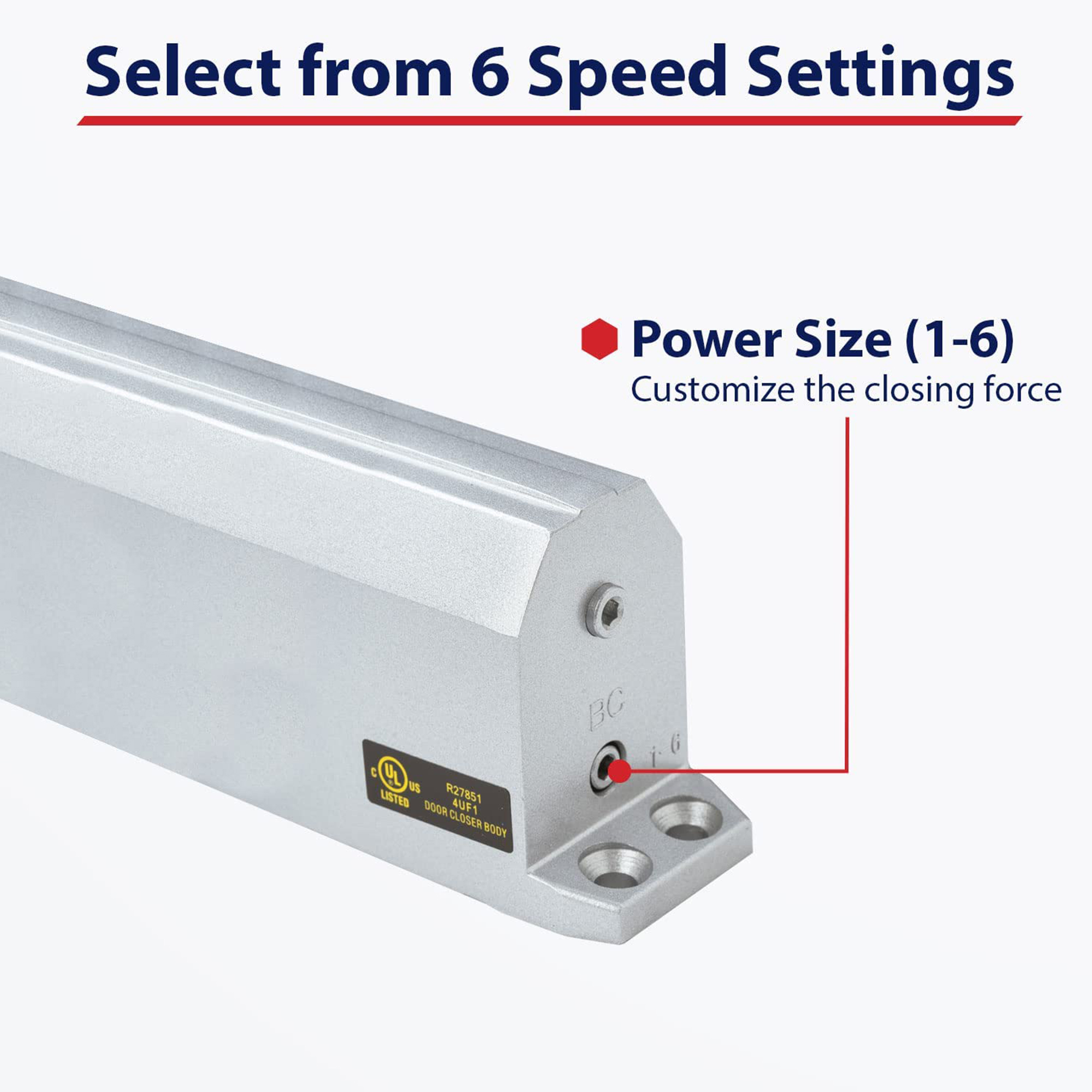 Lawrence Hardware LH5016 Commercial Door Closer – Grade 1 Cast Aluminum, Heavy-Duty, 6-Speed Adjustable, UL/ADA Compliant, Norton 1600 Footprint