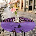 thumbnail image 6 of Happy Halloween Round Tablecloth for 36-44 Inch Tables,Fitted Table Cover with Elastic Edge,Pumpkin Witch Castle Cat Tree Purple Black Waterproof Outdoor Table Cloth Protector for Patio Garden Dinner, 6 of 9