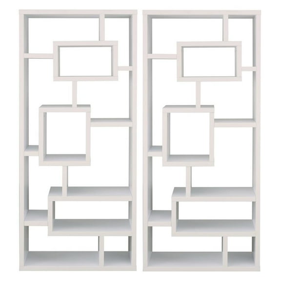 Furniture of America Hazo Modern Wood Open Bookcase in White Set of 2