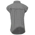 thumbnail image 5 of Fshinging Womens Button Down Plaid Shirts Summer Short Cap Sleeve Lapel Blouses Relaxed Fit Casual Workwear Tops, 5 of 5