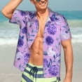thumbnail image 7 of Pofeuu Violet Print Hawaiian Shirt for Men Sleeves Casual Button Down Summer Beach Dress Shirts T-Shirts,Large, 7 of 7