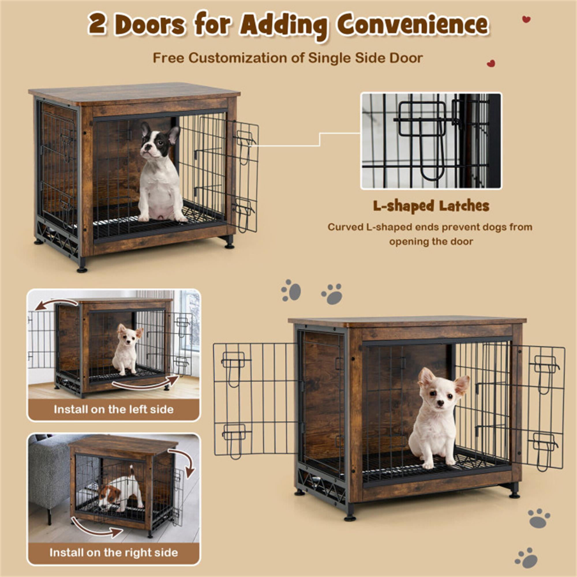 Kadyn 27" Dog Crate for Small Dogs with Tray and Double Door, Wood Dog Cages Furniture, Indoor Kennel, Brown Kadyn 27" Dog Crate for Small Dogs with Tray and Double Door, Wood Dog Cages Furniture, Indoor Kennel, Brown