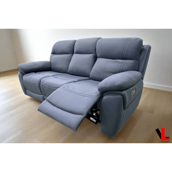 Levoluxe Regent Canapé Inclinable 3 Places 83 Pouces Jaxxon Bleu avec Appuie-Têtes Motorisés