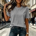 thumbnail image 5 of Admvng Women's Striped T-Shirt Crew Neck Short Sleeve Casual Solid Basic Tee Tops, 5 of 7