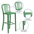 thumbnail image 5 of BizChair Commercial Grade 30" High Green Metal Indoor-Outdoor Barstool with Vertical Slat Back, 5 of 12