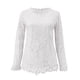 thumbnail image 4 of Blusas de manga larga ajustadas de encaje para mujer, camisas con cuello redondo florales, túnica elegante, jerséis de otoño Pompotops FGAJ7492, 4 of 5
