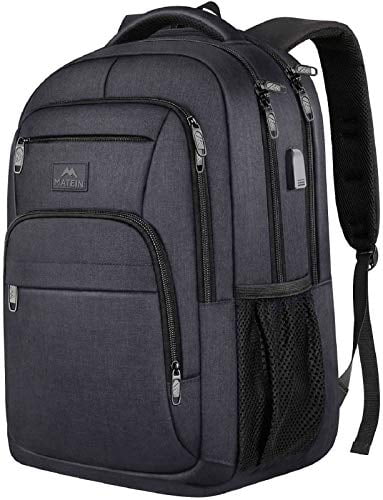 Laptop Backpack for Men, 15.6 Inch Water Resistant Padded Computer Bag with USB Charging Port for Business Travel Work, Durable Anti Theft College School Students for Men Women Gifts, Bla -