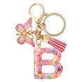 thumbnail image 1 of Llaveros con letras iniciales, llavero con letras del alfabeto, llavero de mariposa con borla rosa, 1 of 9