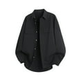 thumbnail image 1 of SBYOJLPB Men's Solid Color Button Turndown Collar Long Sleeved Shirt Double Pocket Work Shirt, 1 of 4