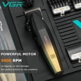 thumbnail image 3 of VGR 003 Fresh Fade Hair Clipper, Professional Hair Trimmer, Cord/Cordless Rechargeable Hair Cutting Tools with LED Display, 9000 RPM Barber Clippers, Gold, 3 of 6