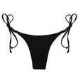 thumbnail image 2 of Wuxian Women Tankini Swimwear Bottoms Strap Lace Up Solid Color Low Rise Brazilian Thong Bikini Beachwear Comfortable Breathable Seamless Swim Briefs,Black,L, 2 of 4