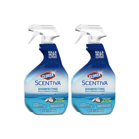 (2 pack) Clorox Scentiva Multi Surface Cleaner, Spray Bottle, Pacific Breeze & Coconut, 32 (Best White Leather Cleaner)