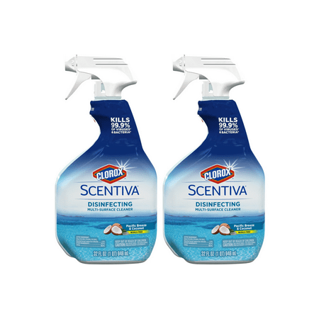 (2 pack) Clorox Scentiva Multi Surface Cleaner, Spray Bottle, Pacific Breeze & Coconut, 32
