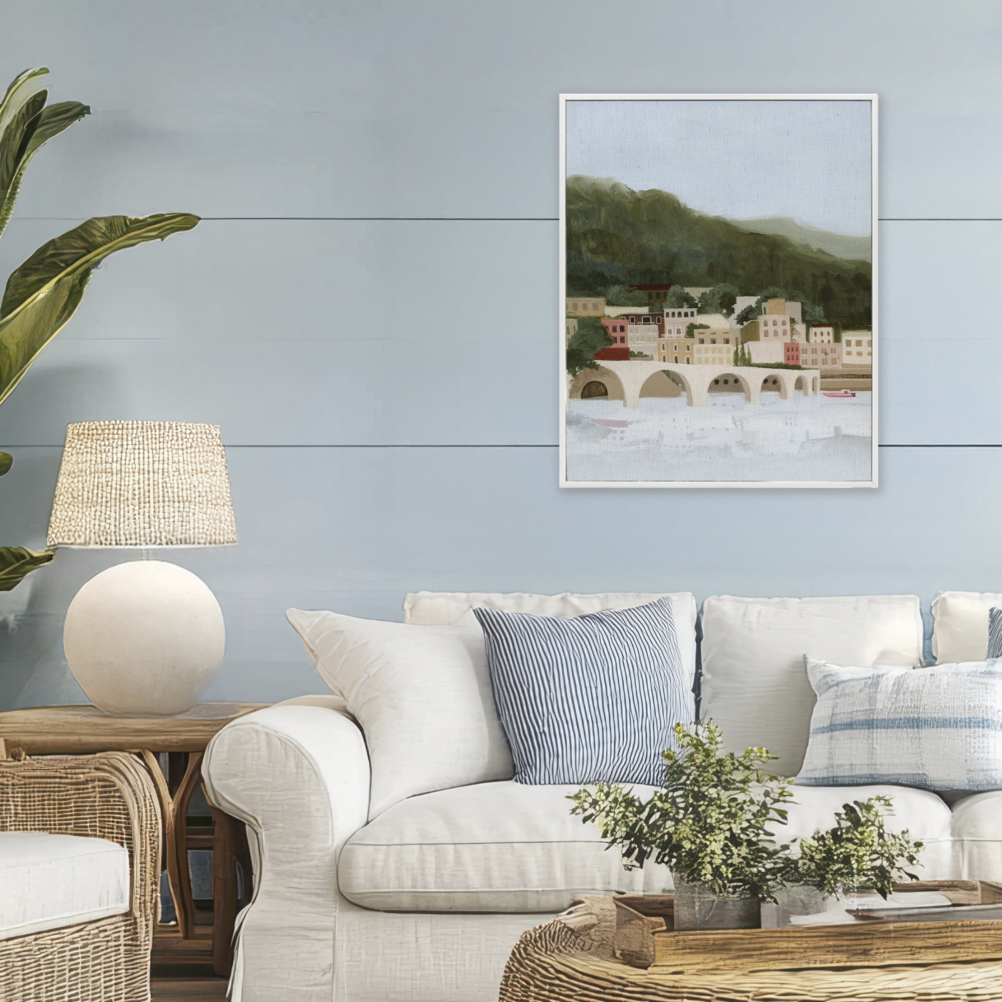 Stupell Industries Coastal Mountains By Sea White Framed Giclee Art, design by Grace Popp