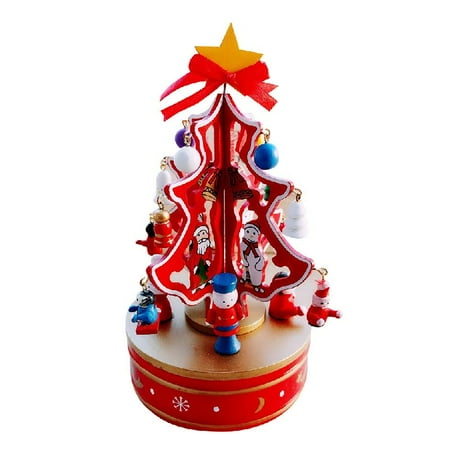 

HeroNeo Wooden Christmas Tree Shaped Music Box with Pendant Clockwork Rotating Decor