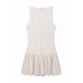 thumbnail image 5 of Women Dresses Cute Sleeveless Boat Neck Bowknot Ruffle Pleated A Line Flowy Zipper Mini Dress Beige S, 5 of 9