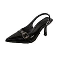 thumbnail image 2 of High Heels Women's Fashionable Casual Spring And Summer Versatile Plus Size Solid Color Pointed Toe Closed Toe Back Strap High Heel Sandals Black 36, 2 of 9