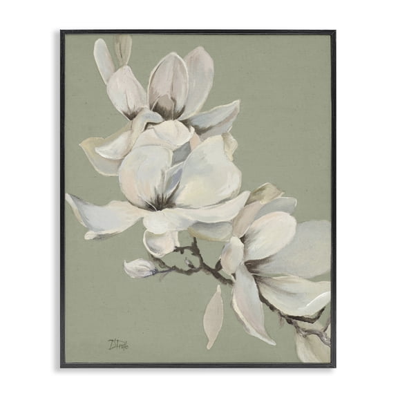 Stupell Industries Magnolias on Sage Florals Black Framed Giclee Art, design by Patricia Pinto